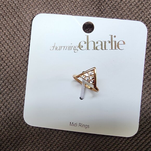 NWT Charming Charlie Gold Tone Jeweled Fashion Midi Ring Size 2 - Picture 6 of 6